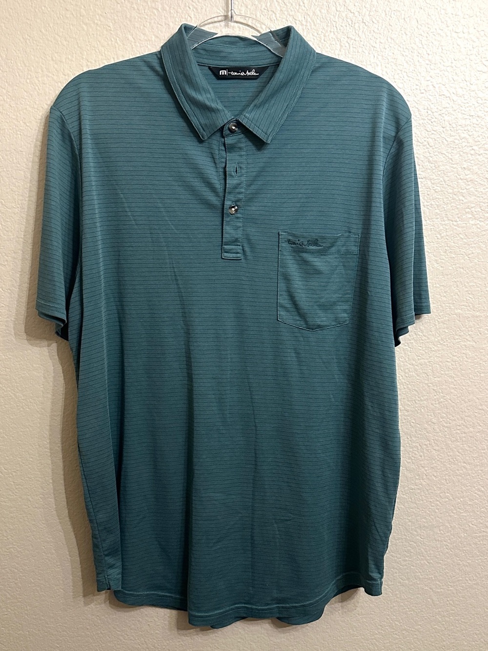 Travis Mathew Green/Teal Short-Sleeve Polo Shirt